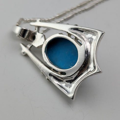 Vintage sterling silver turquoise pendant and sterling silver necklace